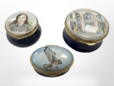 Three Bilston Staffordshire enamel pots.