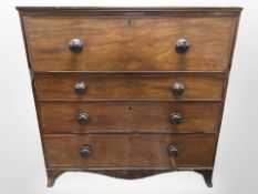 A 19th century mahogany secretaire chest,