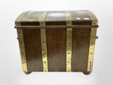 A brass-bound coal box.