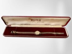 A lady's Rone 9ct gold-cased wristwatch.
