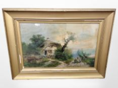 A pair of antiquarian gilt-framed colour lithographs, overall 92cm x 68cm,