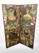 A Victorian scrap-work two-fold screen,