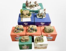 Eight Lilliput Lane cottages, all boxed.