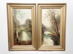 British school (19th century) : Calm streams with kingfisher and wild fowl,