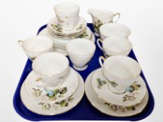 Twenty-one pieces of Windsor bone tea china.