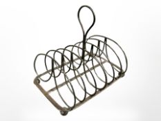 A Regency silver toast rack, Matthew Boulton, Birmingham 1815, length 15cm.