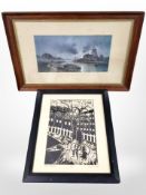 After F Arnold : The Rising Moon, colour lithograph, 45 cm x 25 cm,