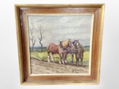 Leo Schvorts : A farmer ploughing a field, oil on canvas, 38cm x 37cm.