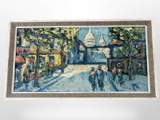 Continental School : Parisian street, oil on board,