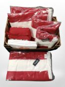 A box containing duvet cover set, Simply Be towels, etc.