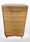 A White & Newton teak six drawer chest,