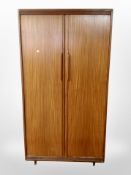 A White & Newton teak double door wardrobe,