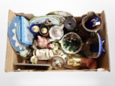 A box containing Maling lustre, ceramics, collector's plates, Natwest piggy bank, etc.