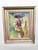 Continental school : Women carrying goods on their heads, oil on canvas,