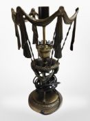 A contemporary patinated metal table lamp, height 41cm.