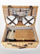 A wicker picnic set.