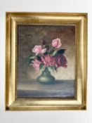 Danish School : Still life with roses, oil on canvas,