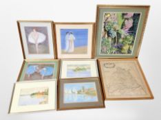 A group of pictures and prints, including watercolours,