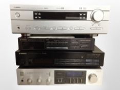Three Pioneer Hi-Fi separates comprising stereo amplifier A-520, digital synthesizer tuner F-443L,
