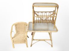 Two 20th-century Scandinavian bamboo and textured glass tables,