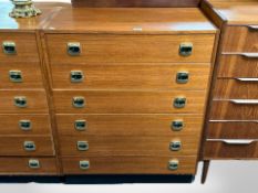 A 20th-century Danish teak six-drawer chest, 80cm x 40cm x 99cm.