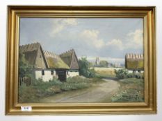 C Veilso : Road leading to a village, oil on canvas, 47cm x 32cm.