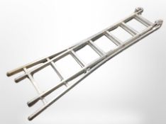 An aluminium extension ladder.