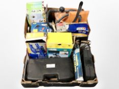 Two boxes containing multi-function tool set, wallpaper stripper,