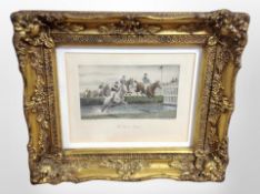 After Harrington Bird : The Grand National, hand-coloured engraving, in gilt frame, 17cm x 10cm.
