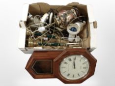 A box of contemporary table lamps and a Seiko quartz wall clock.