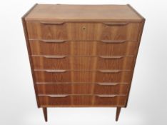A 20th-century Danish teak six-drawer chest, 80cm x 42cm x 103cm.