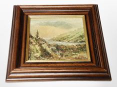 Frank Burke : Valley landscape, oil on board,