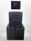 A Tangent Fjord dock speaker in box, and a further pair of Acoustic Energy speakers.