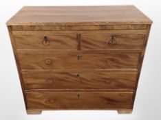 A 19th-century mahogany five-drawer chest, 95cm x 44cm x 87cm (as found).