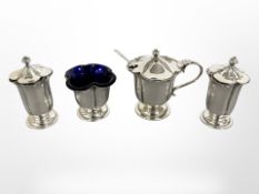 A silver four piece cruet set, Birmingham 1906. CONDITION REPORT: 176.9g.