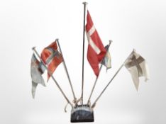 A Norden chrome and slate desk flagpole stand, height 49cm.