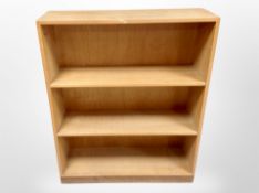 An early 20th-century Danish oak open bookcase, 90cm x 29cm x 110cm.