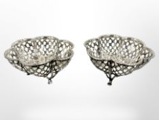 A pair of silver pierced bon bon dishes, Birmingham 1921. CONDITION REPORT: 96.