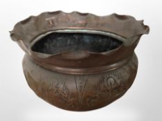 A 19th-century copper jardiniere, diameter 30cm.