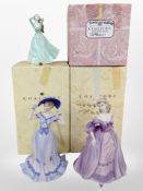 Three Coalport figurines, 'Age of Elegance Regent's Park', Age of Elegance Moonlit Rendezvous',