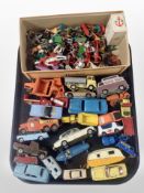 A group of vintage diecast metal vehicles including Dinky, Corgi, etc,