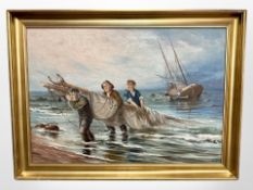 C Silverberg : Salvaging a shipwreck, oil on canvas, 83cm x 58cm.