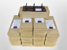 Fifteen boxes, each containing two Amazon Basics wall-mounted coat racks, each rack 34cm wide.