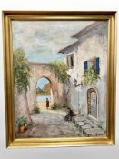 A Rosenkrans : Figures by a villa, oil on canvas, 65cm x 81cm.