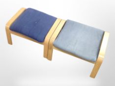 Two 20th century Scandinavian laminated beech footstools