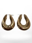 A large pair of 9ct gold hoop earrings, length 38mm. CONDITION REPORT: 14.7g.
