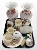 A pair of continental pierced porcelain vases,