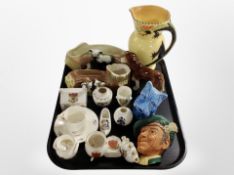 A group of ceramics including Barleigh ware Art Deco jug with dragon handle, Hornsea dishes,