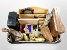 A box of correspondence rack, Japanese export lacquered box, painted figure of Buddha,