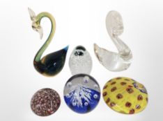 Two Italian glass bird ornaments,